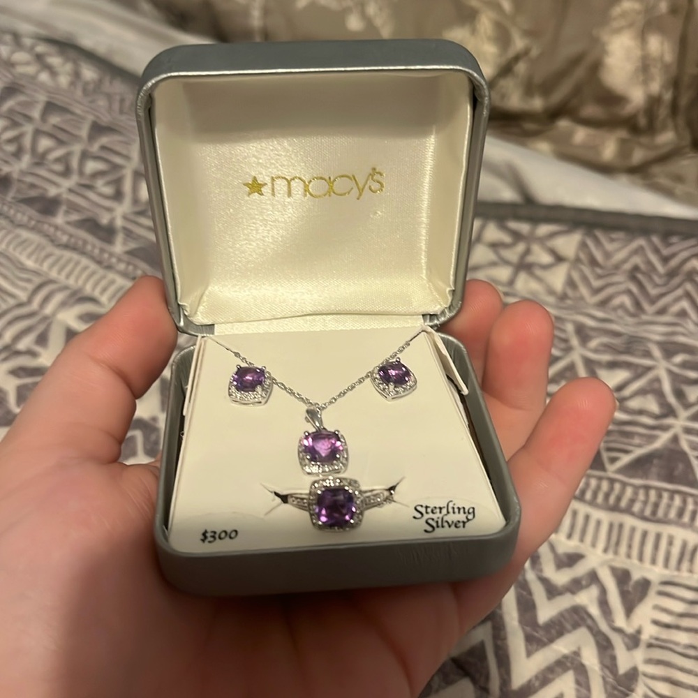 Macy amethyst sterling silver set